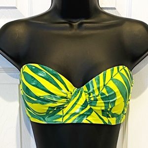 NWOT AERIE Yellow Leaf Print Swimsuit Bandeau